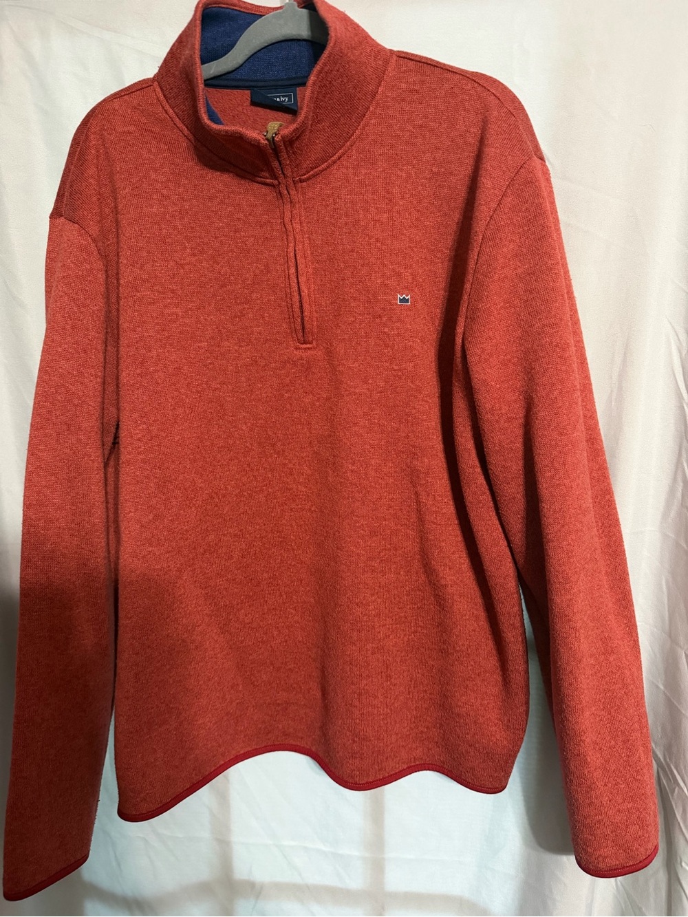 crown & ivy Men's Rust Quarter-Zip Sweater with Crown Logo